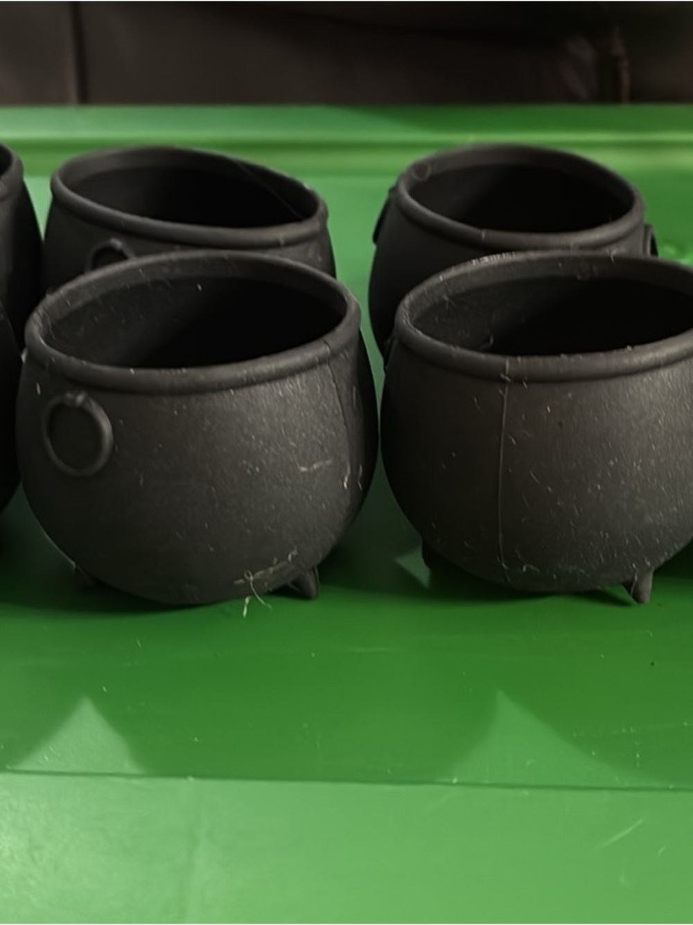 Rubber cauldron set of 8. Perfect party decorations.